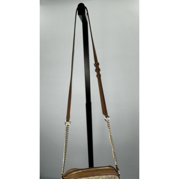 Coach Signature Canvas Camera Bag Crossbody Chain Strap Tan Leather - Picture 5 of 10